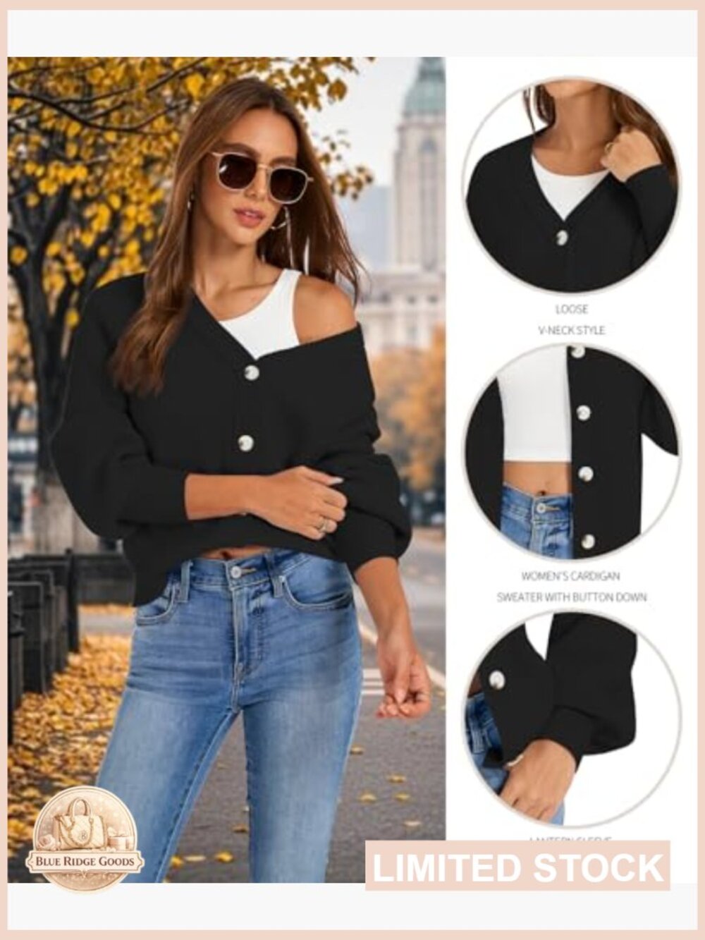 Open Front Cardigan Sweater Loose Fit Chunky Knit Button Down Casual Outerwear - Picture 2 of 7